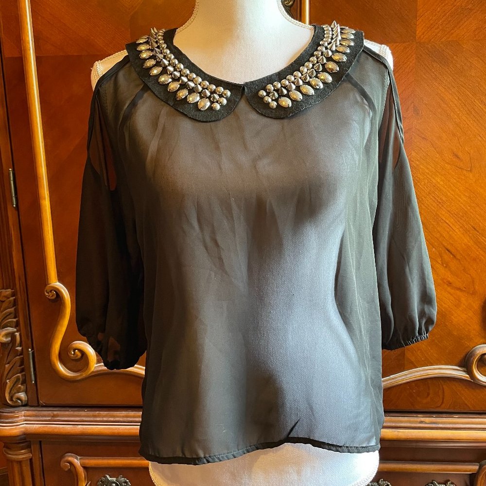 "Body Central" Sheer Cold Shoulder Top
